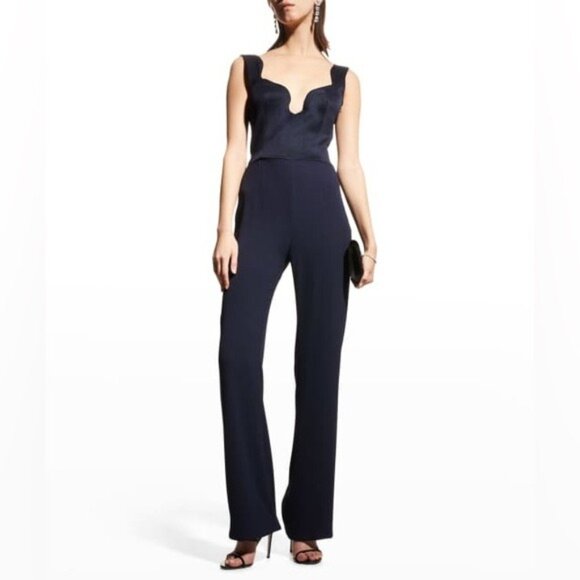 GALVAN Siren Scalloped Straight-Leg Jumpsuit in Black, US 2 NEW w/Tag $1,895 - Picture 5 of 11